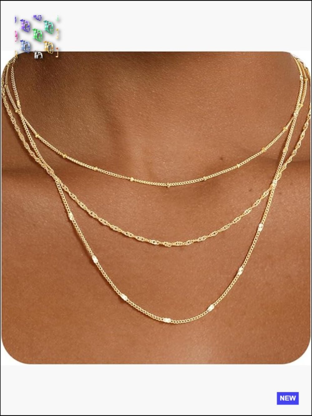 Layered Paperclip CZ Link Necklace Set Dainty Thin Choker Trendy Jewelry Stack